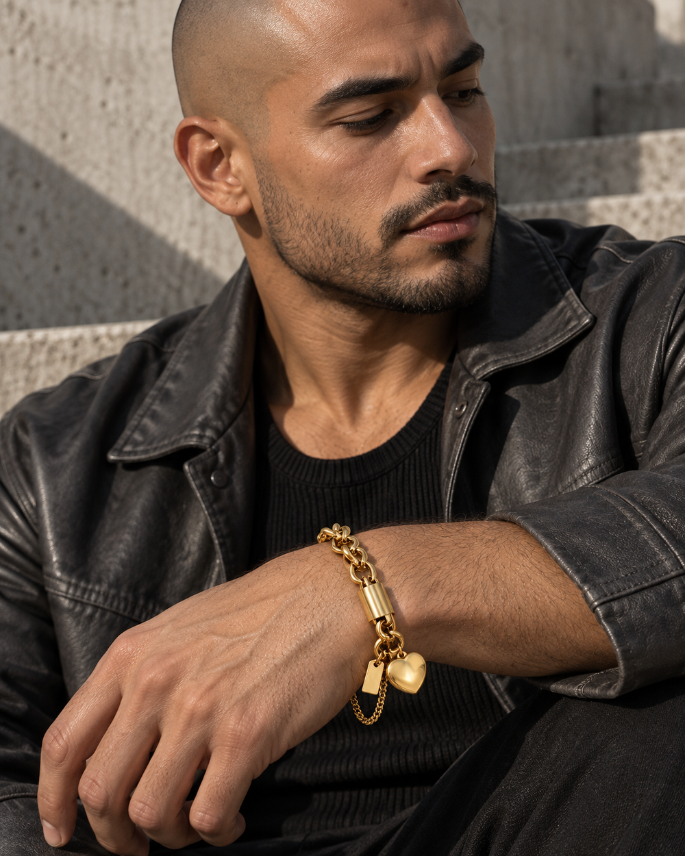 Heart Lock Bracelet - male close-up