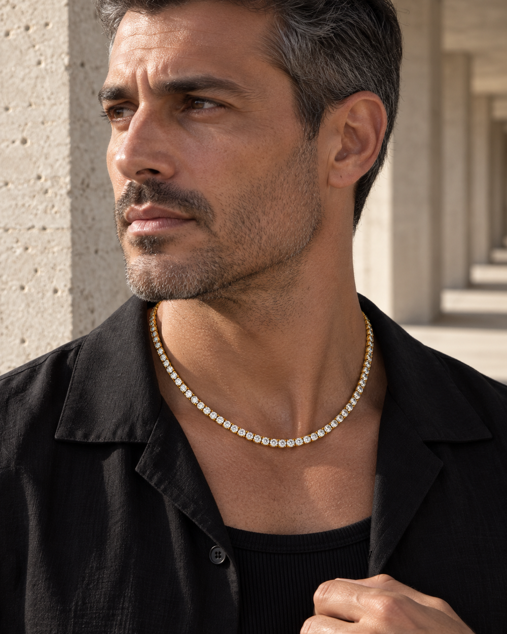 Icon Tennis Necklace - male close-up