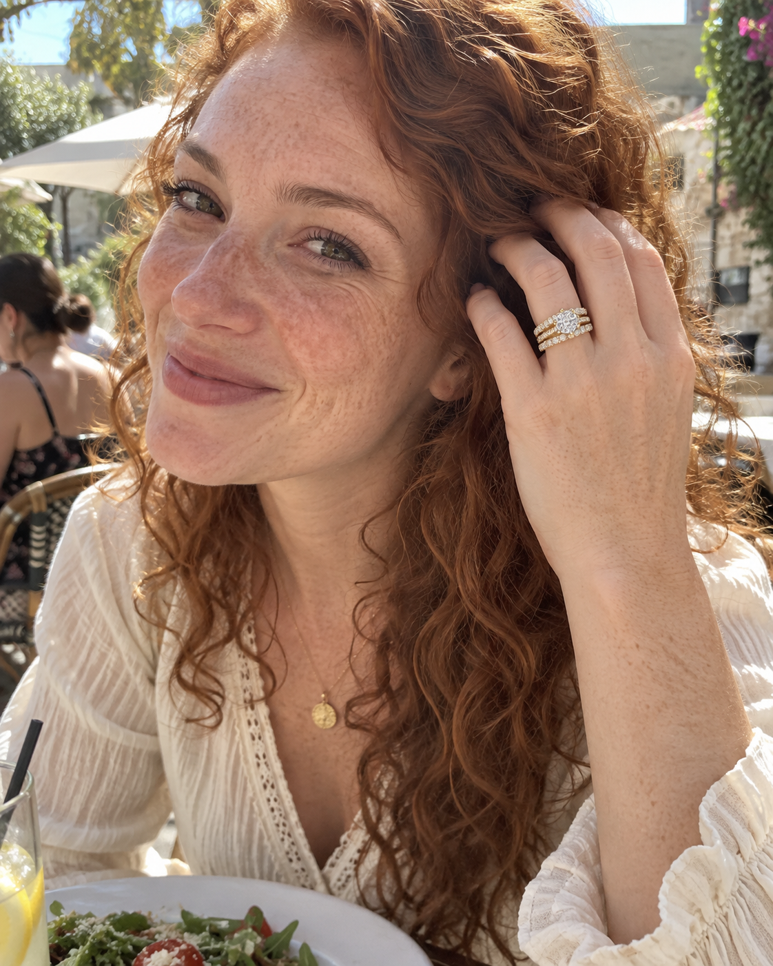Customer-style photo wearing Eternal Radiance Ring Stack
