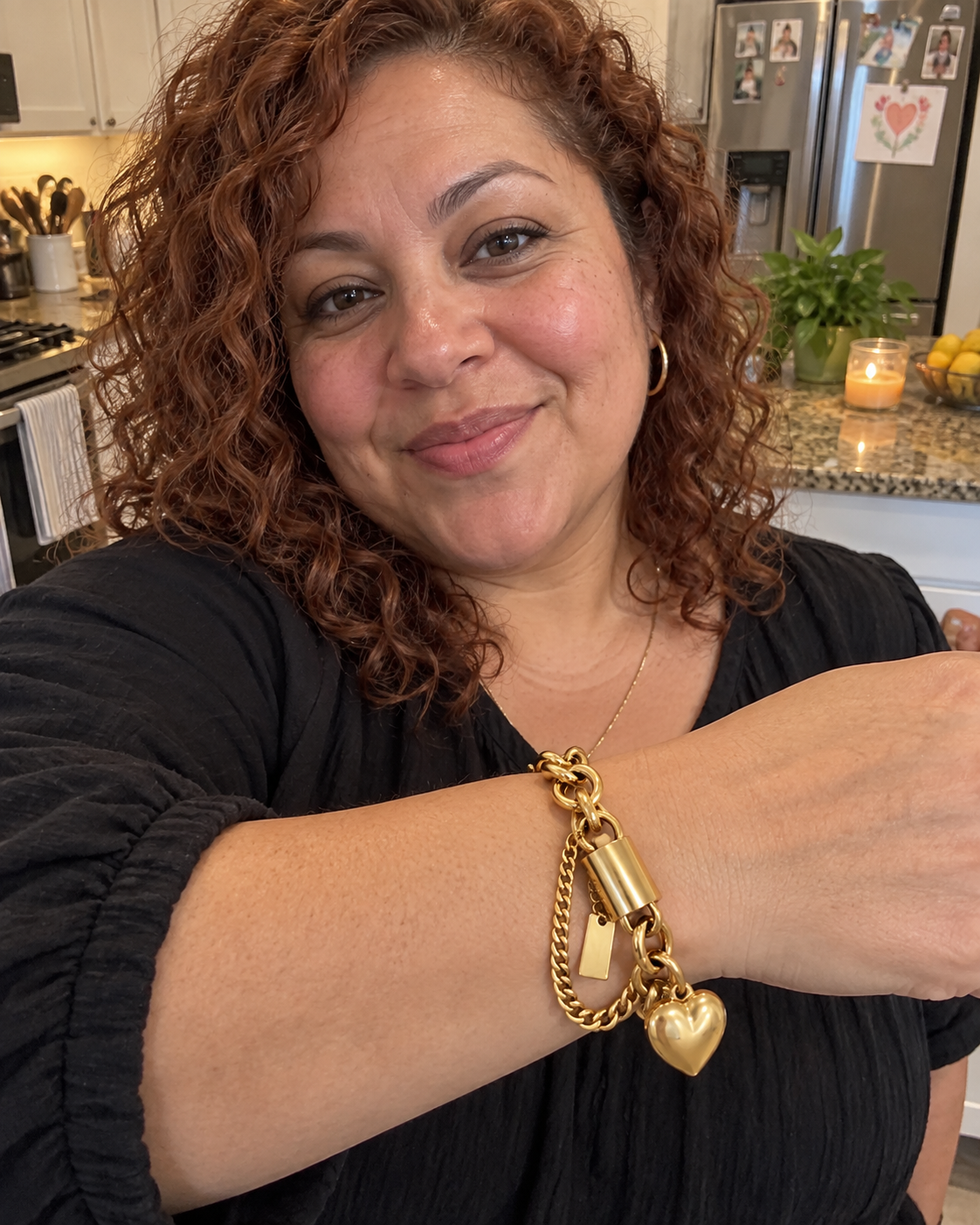 Customer-style photo wearing Heart Lock Bracelet