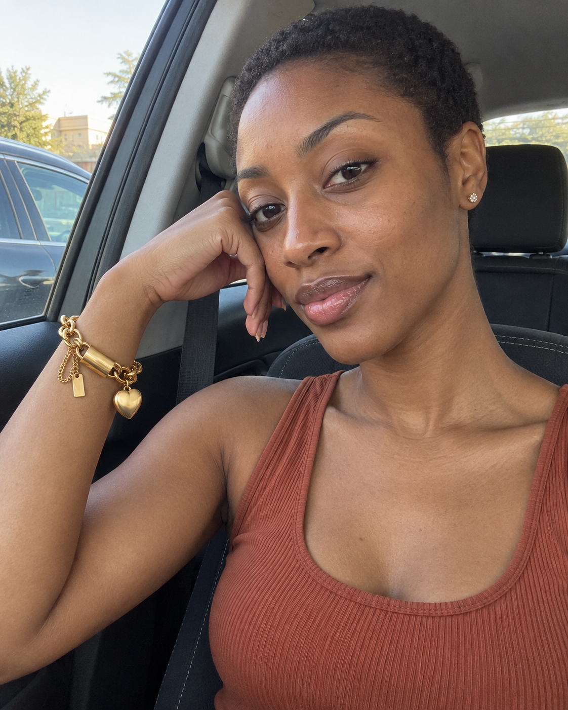 Customer-style photo wearing Heart Lock Bracelet