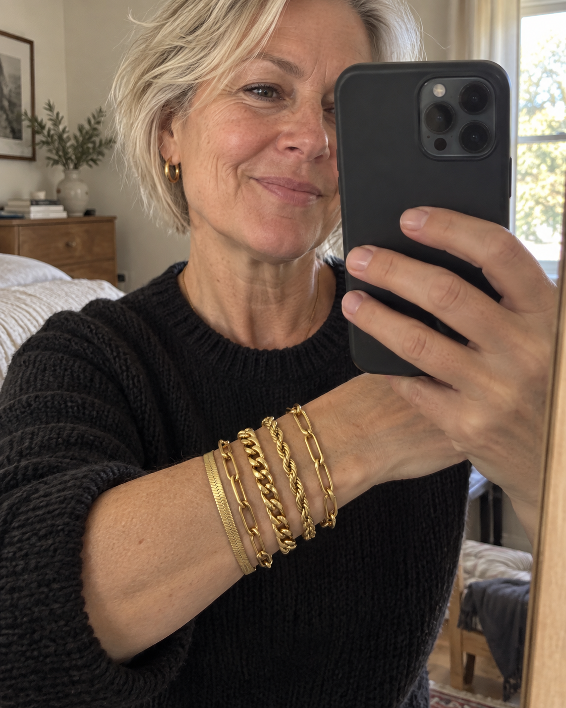 Customer-style photo wearing Icon Stack Bracelet Set