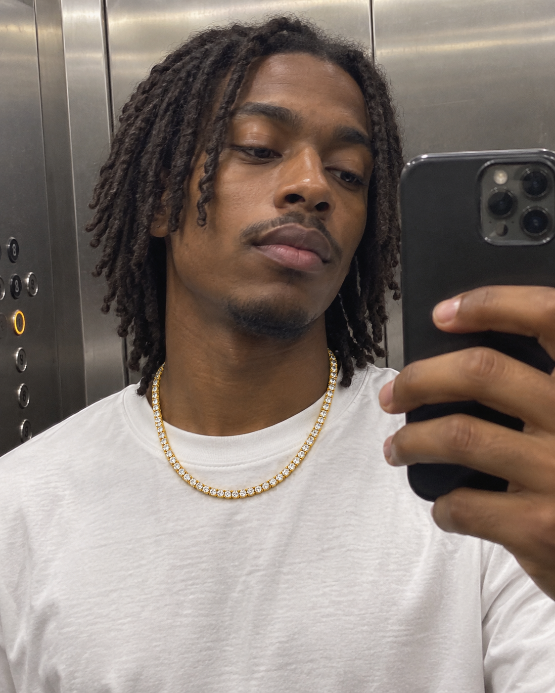 Customer-style photo wearing Icon Tennis Necklace