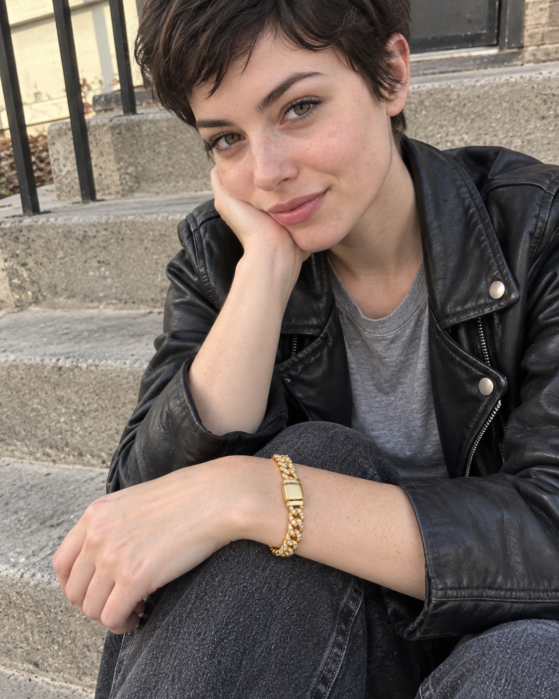 Customer-style photo wearing Pavé Cuban Bracelet